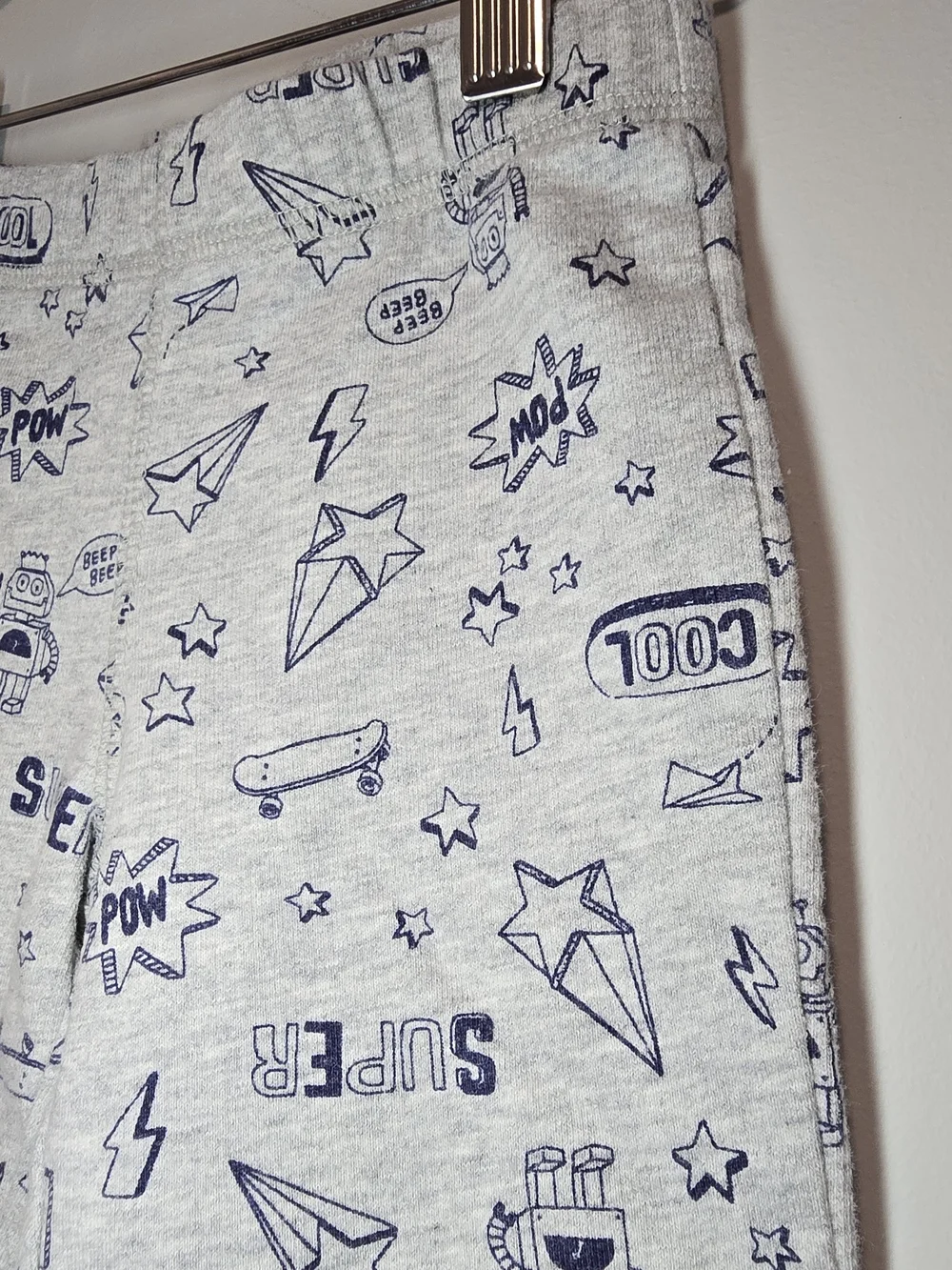 Carter's Light Gray Jogger Pants with Navy Print Robot Print